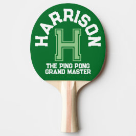 Grüne benutzerdefinierte Monogramm-Name, Initial u Tischtennis Schläger