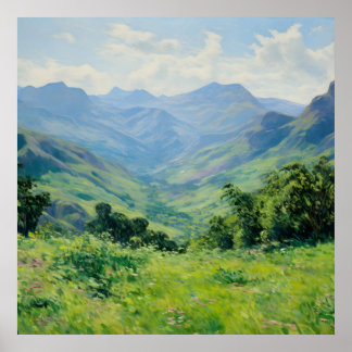 Grüne bewaldete Gipfel Fine Art | Impressionismus Poster