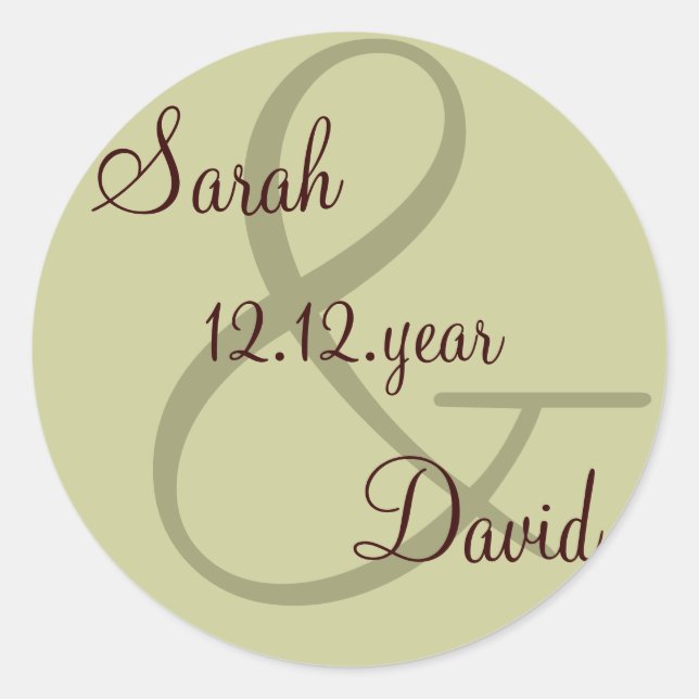 grüne Bezeichnung für Monogramm Runder Aufkleber (Vorderseite)