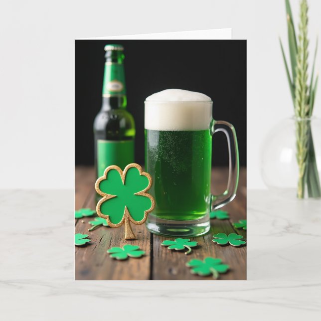 Grüne Bier St. Patrick's Day Karte (Vorderseite)