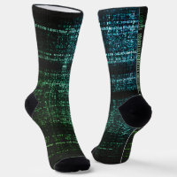 Grüne Binärcode Cyberpunk Computer Socken