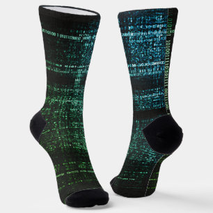 Grüne Binärcode Cyberpunk Computer Socken
