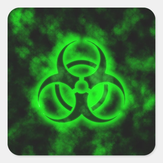 Grüne Biogefährdung Quadratischer Aufkleber (Vorderseite)