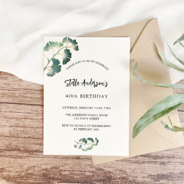 Grüne Birthday, weiße Drehschrift eleganten Luxus Einladung