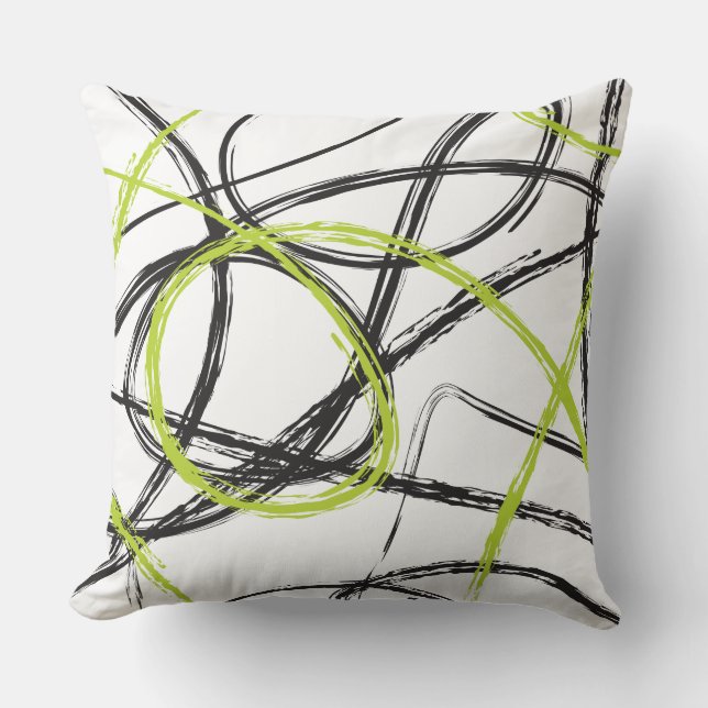 grüne BLACK LINES DESIGN Retro Throw Kissen (Vorderseite)