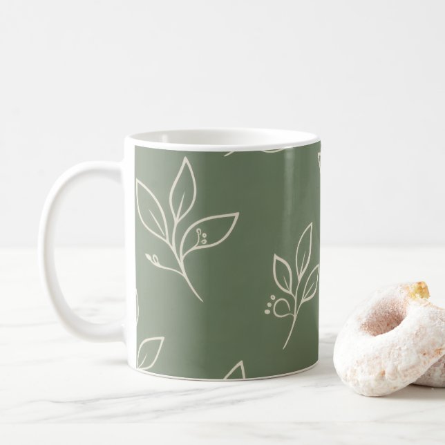 Grüne Blatt-Tasse | Kaffeetasse (Mit Donut)