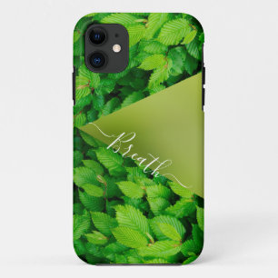 Grüne Blätter abstrakte Monogramm-Telefongehäuse Case-Mate iPhone Hülle