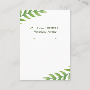 Grüne Blätter Aquarellschmuck Ohrring-Anzeige Visitenkarte