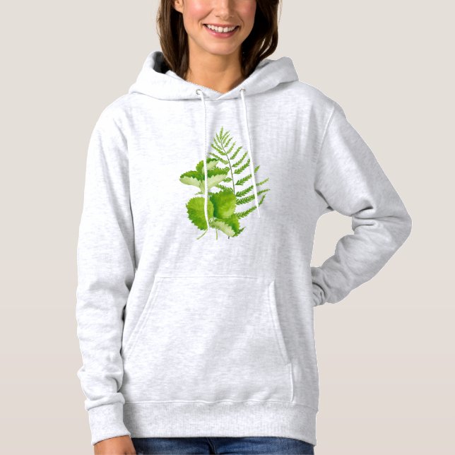 Grüne Blätter auf einem Hoodie (Vorderseite)