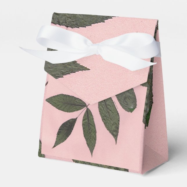GRÜNE BLÄTTER AUF PINK GESCHENKSCHACHTEL (Vorderseite)