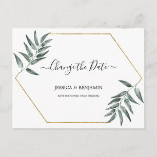 Grüne Blätter Aufgehobene Skriptänderung des Datum Postkarte