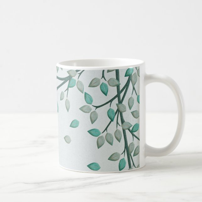 Grüne Blätter Baumkunst Kaffeebecher Tasse Cup (Rechts)