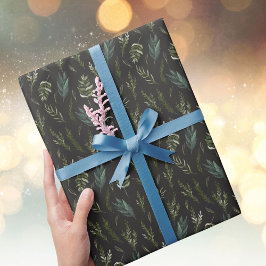 Grüne Blätter Botanisches Muster Geschenkpapier