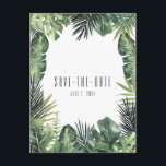Grüne Blätter Botanisches Tropisches Save the Date Ankündigungspostkarte<br><div class="desc">Personalisieren Sie mit jedem Text.</div>