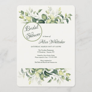 Grüne Blätter Bridal Dusche Einladung