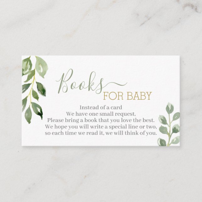 Grüne Blätter bringen eine Bucheintragungskarte mi Begleitkarte (Vorderseite)