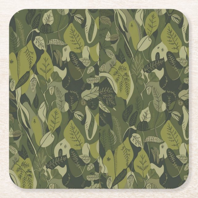 Grüne Blätter Camouflage Untersetzer Set (Vorderseite)