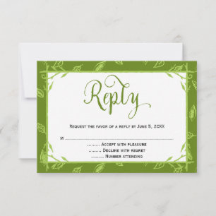 Grüne Blätter Christliche Hochzeitserwiderungskart RSVP Karte