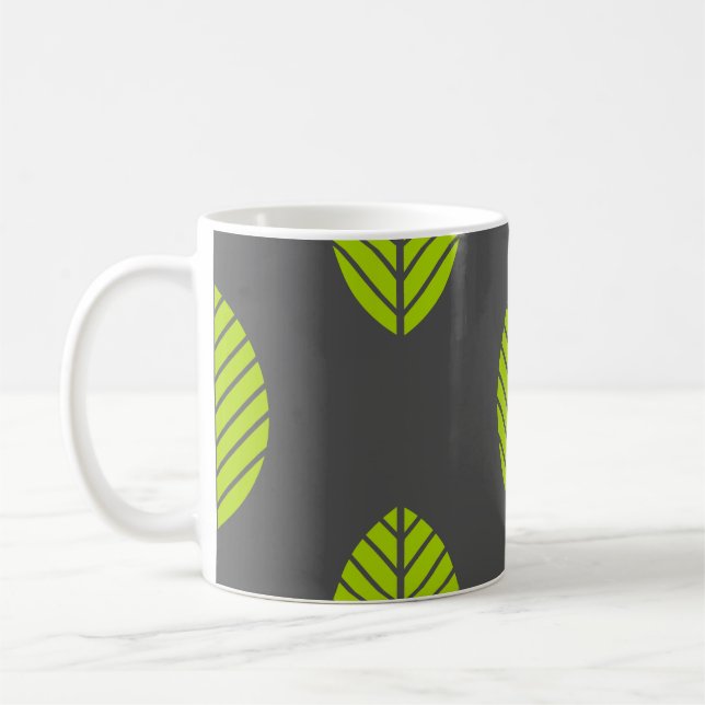Grüne Blätter dunkel Kaffeetasse (Links)