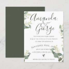 Grüne Blätter | Elegantes Skript | Vow Renewal Einladung