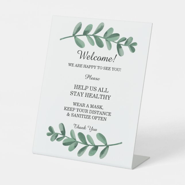 Grüne Blätter für Hochzeiten Sockelschild (Vorderseite)