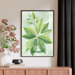 Grüne Blätter für Wasserfarben Botanisches Poster