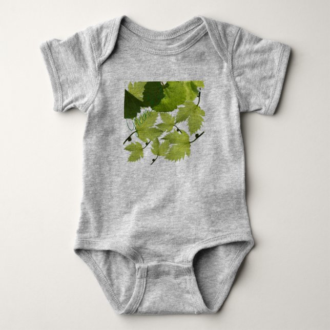 Grüne Blätter für Weintrauben Baby Strampler (Vorderseite)