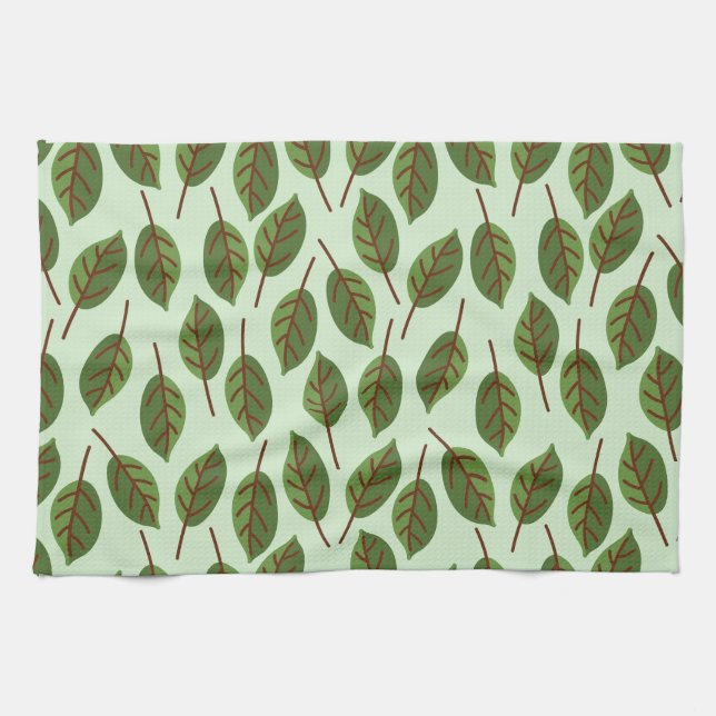 Grüne Blätter Geschirrtuch (Horizontal)