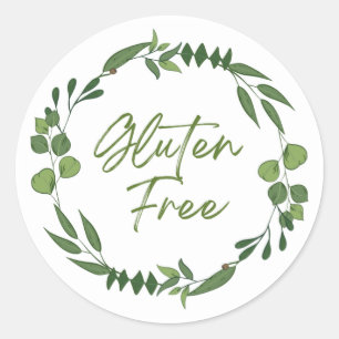 Grüne Blätter Glutenfreies Produktetikett Runder Aufkleber