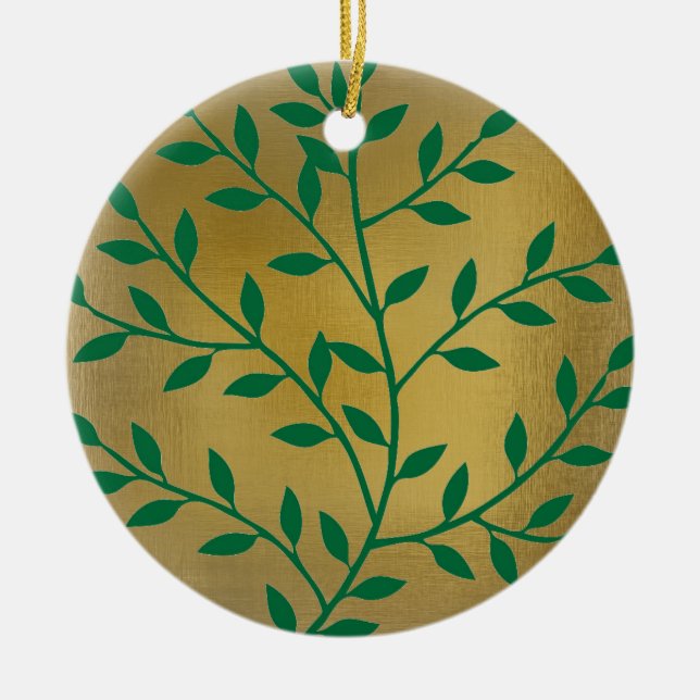 Grüne Blätter Grüne Olivenbäume Keramik Ornament (Vorne)