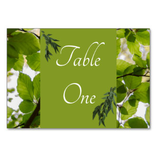 Grüne Blätter Hochzeiten Tischnummern Horizontal