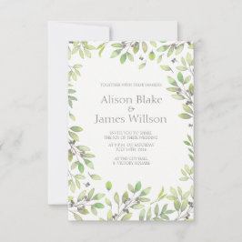 Grüne Blätter Hochzeitseinladung Einladung