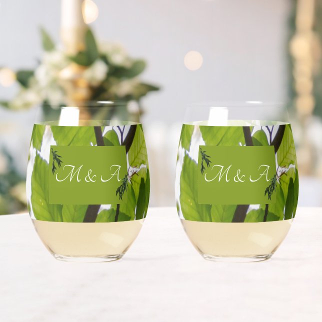 Grüne Blätter Hochzeitsglas Weinglas Ohne Stiel (Insitu (Hochzeit))