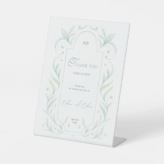 Grüne Blätter Hochzeitskarten und Geschenke Sockelschild