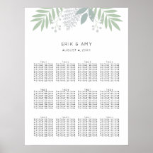 Grüne Blätter Hochzeitstabelle