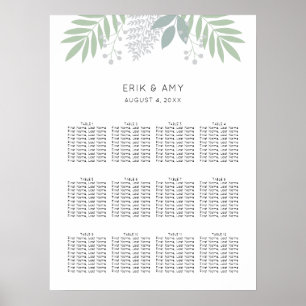 Grüne Blätter Hochzeitstabelle Poster