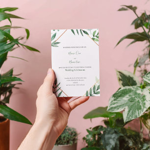 Grüne Blätter im Rahmen der Hochzeitseinladung Einladung