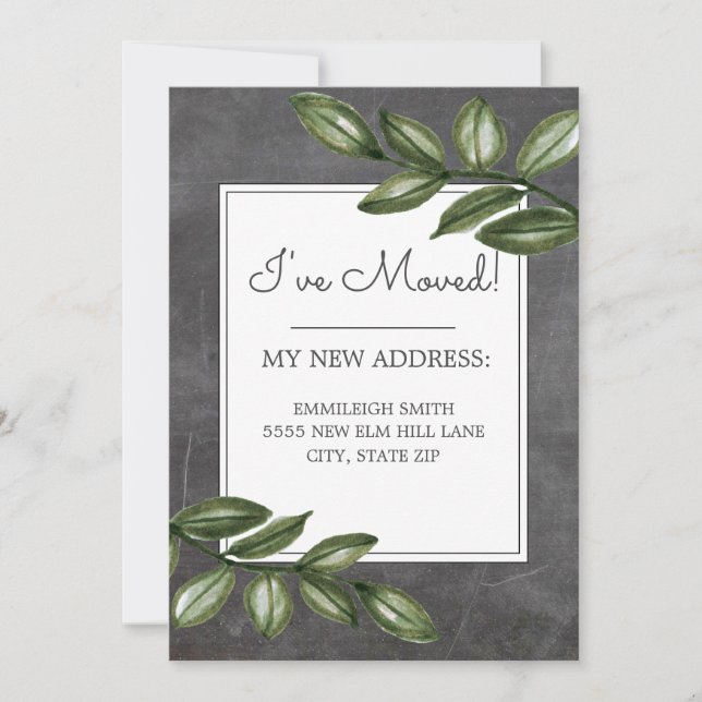 Grüne Blätter in der Zwischenablage ändern Adresse Einladung (Vorderseite)