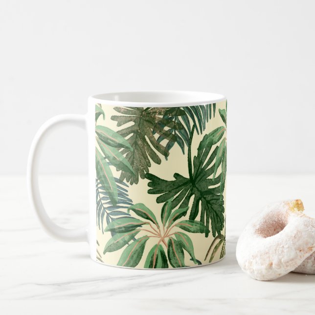 Grüne Blätter Kaffeetasse (Mit Donut)