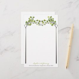Grüne Blätter Knotted Liebe Trees Summer Wedding Briefpapier