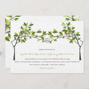 Grüne Blätter Knotted Liebe Trees Summer Wedding Einladung