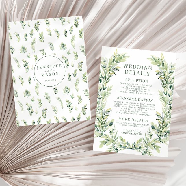 Grüne Blätter Kranz Hochzeit Details Karte (Von Creator hochgeladen)