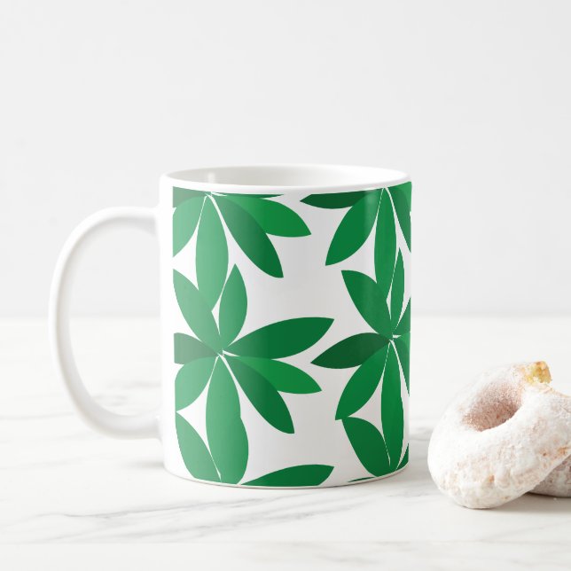 Grüne Blätter Laubwerk Kaffeetasse (Mit Donut)