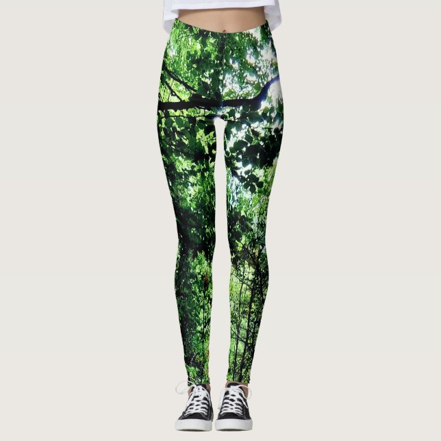 Grüne Blätter Leggings (Vorderseite)