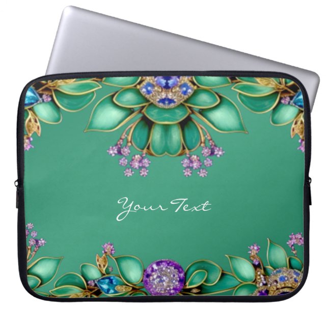 Grüne Blätter Lila Edelsteine Laptop-Sieb Laptopschutzhülle (Vorderseite)
