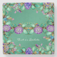 Grüne Blätter Lila Edelsteine Untersetzer