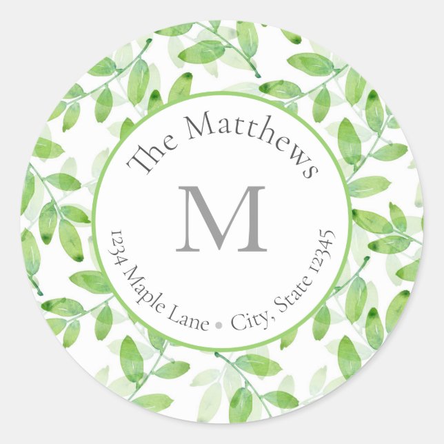 Grüne Blätter mit Ebenen, Muster Runder Aufkleber (Vorderseite)