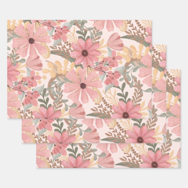 Grüne Blätter mit rosa Farbton (Set)