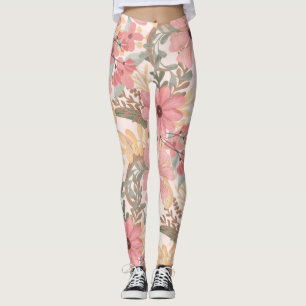Grüne Blätter mit rosa Farbton Leggings