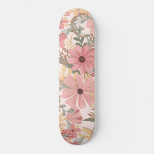 Grüne Blätter mit rosa Farbton Skateboard